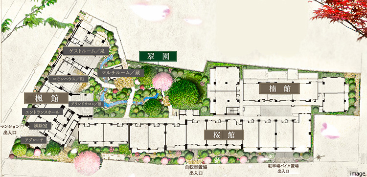 敷地配置図イメージイラスト｜ザ・パークハウス板橋大山大楠ノ杜